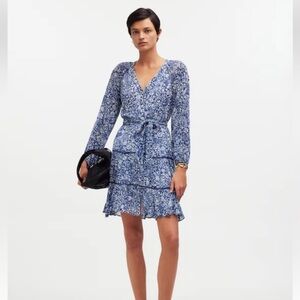 Madewell Tie Waist Tiered Mini Floral Dress